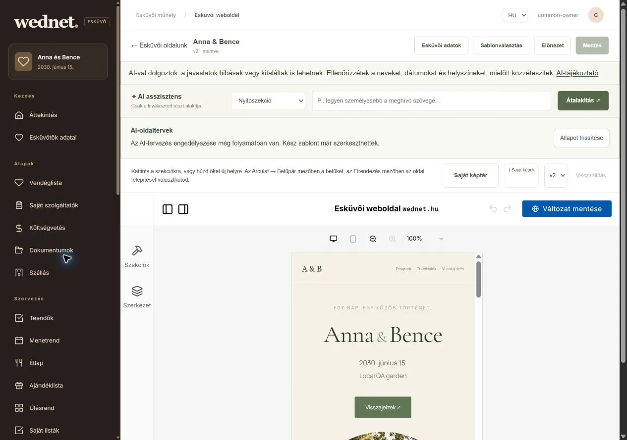 Wednet visual wedding website editor